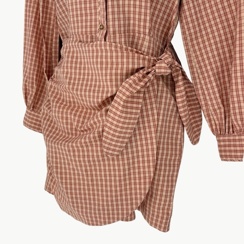 Sézane Jamey Linen Blend Wrap Shirt Mini Dress Size EU 36 US 4 Rose Pink - Picture 11 of 14